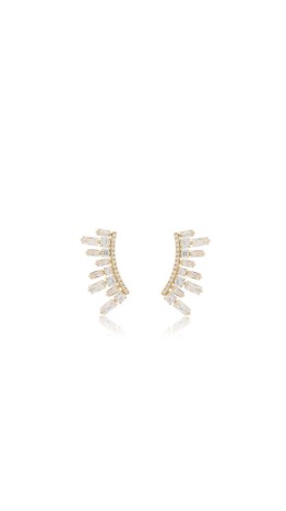 Brincos Earcuff zirconias brancas dourado